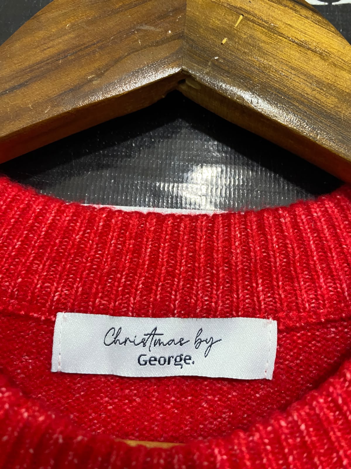 GEORGE |M| BUST 21| A36| RED GOLD SEQUIN REINDEER FESTIVE LONG-SLEEVE KNIT SWEATER