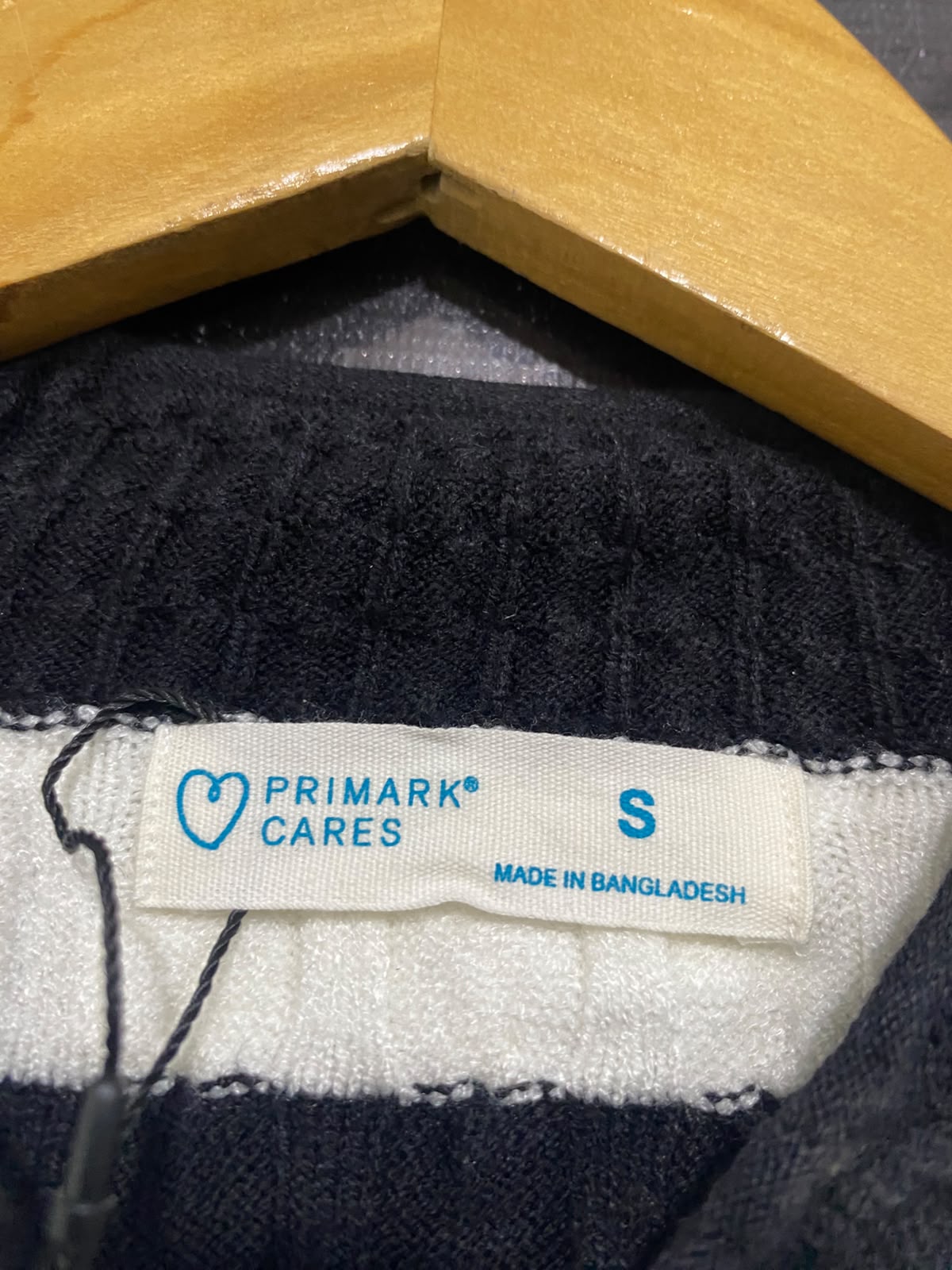 PRIMARK |S| BUST 16| A36| BLACK & WHITE STRIPED CABLE-KNIT MOCK-NECK SWEATER