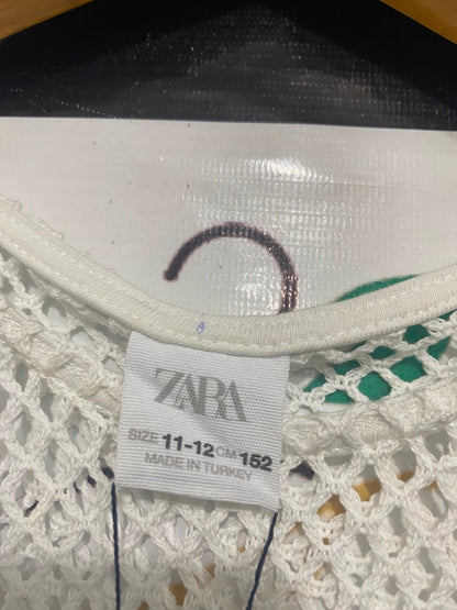 ZARA |XS| BUST 16| A36| OFF-WHITE OPEN-MESH SLEEVELESS TANK TOP