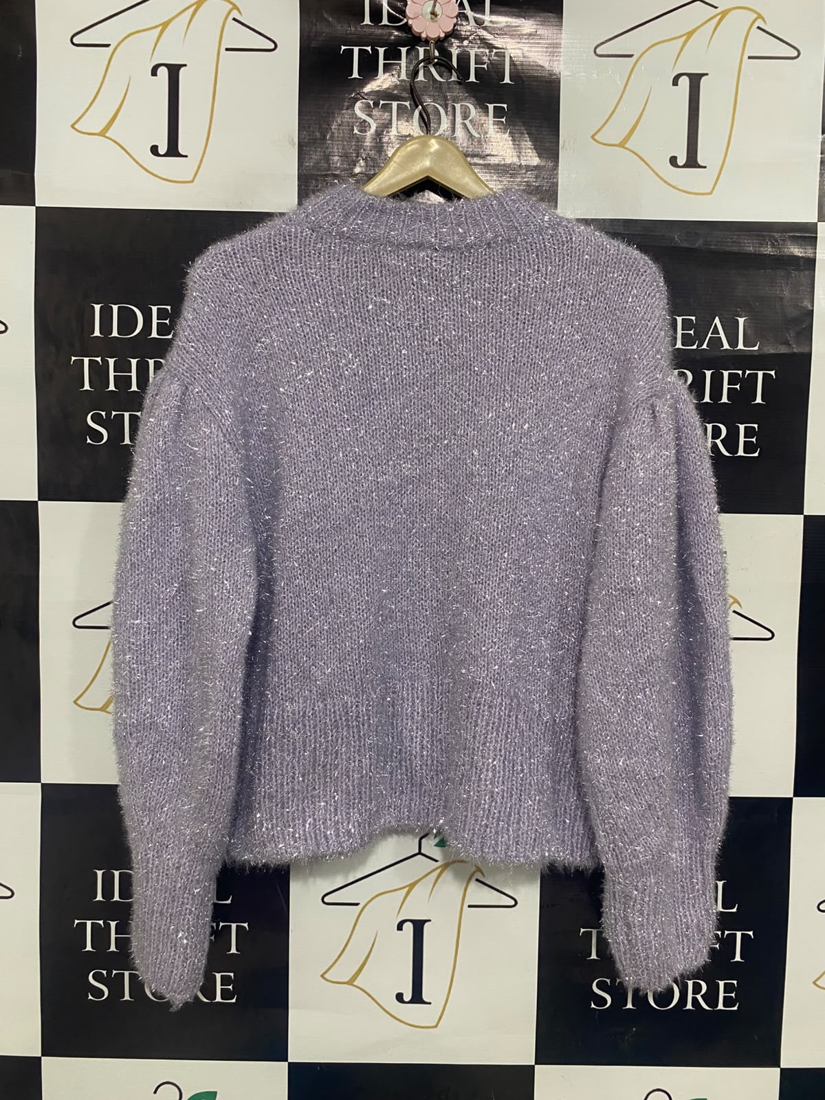 H&M |S| BUST 22| A36| LAVENDER SPARKLE METALLIC MOCK-NECK LONG-SLEEVE SWEATER