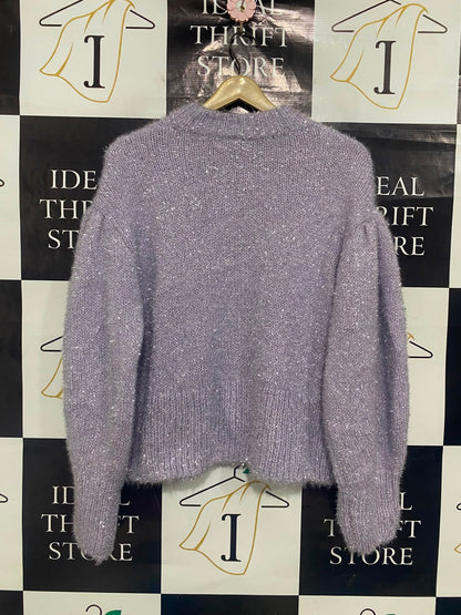 H&M |S| BUST 22| A36| LAVENDER SPARKLE METALLIC MOCK-NECK LONG-SLEEVE SWEATER
