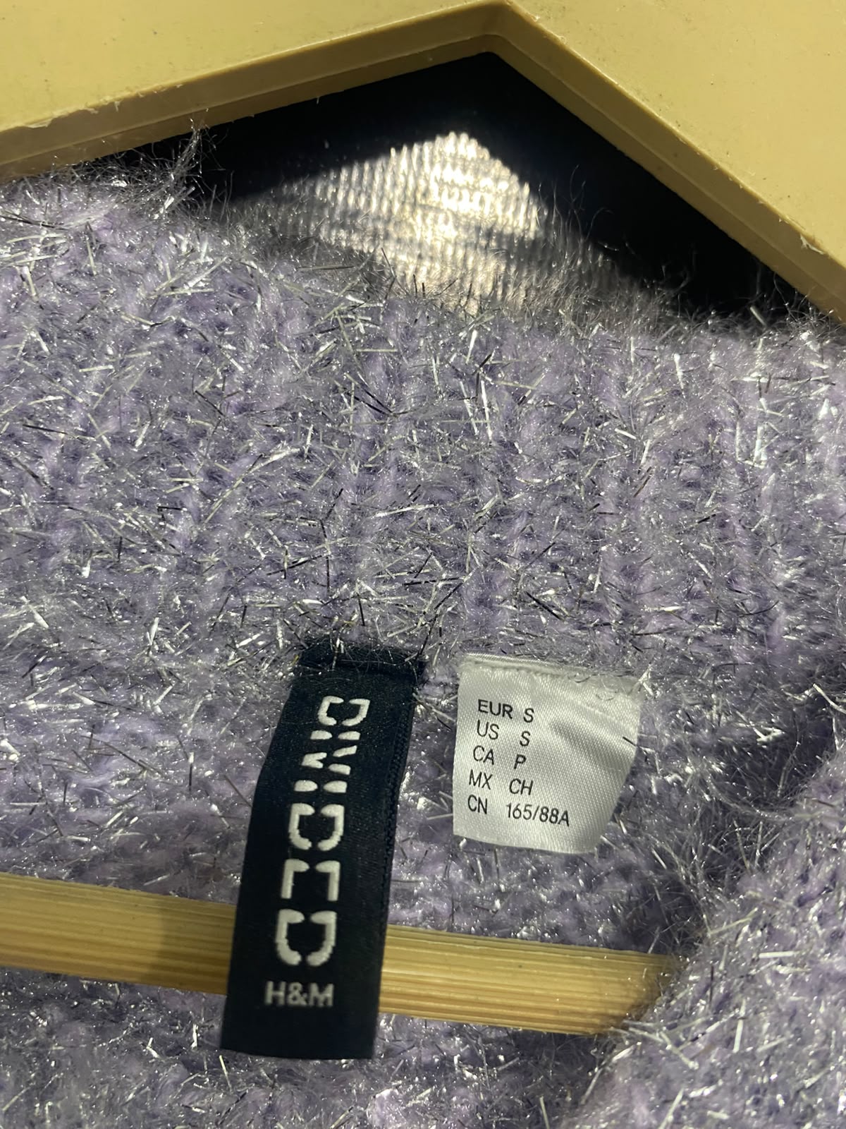 H&M |S| BUST 22| A36| LAVENDER SPARKLE METALLIC MOCK-NECK LONG-SLEEVE SWEATER