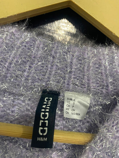 H&M |S| BUST 22| A36| LAVENDER SPARKLE METALLIC MOCK-NECK LONG-SLEEVE SWEATER