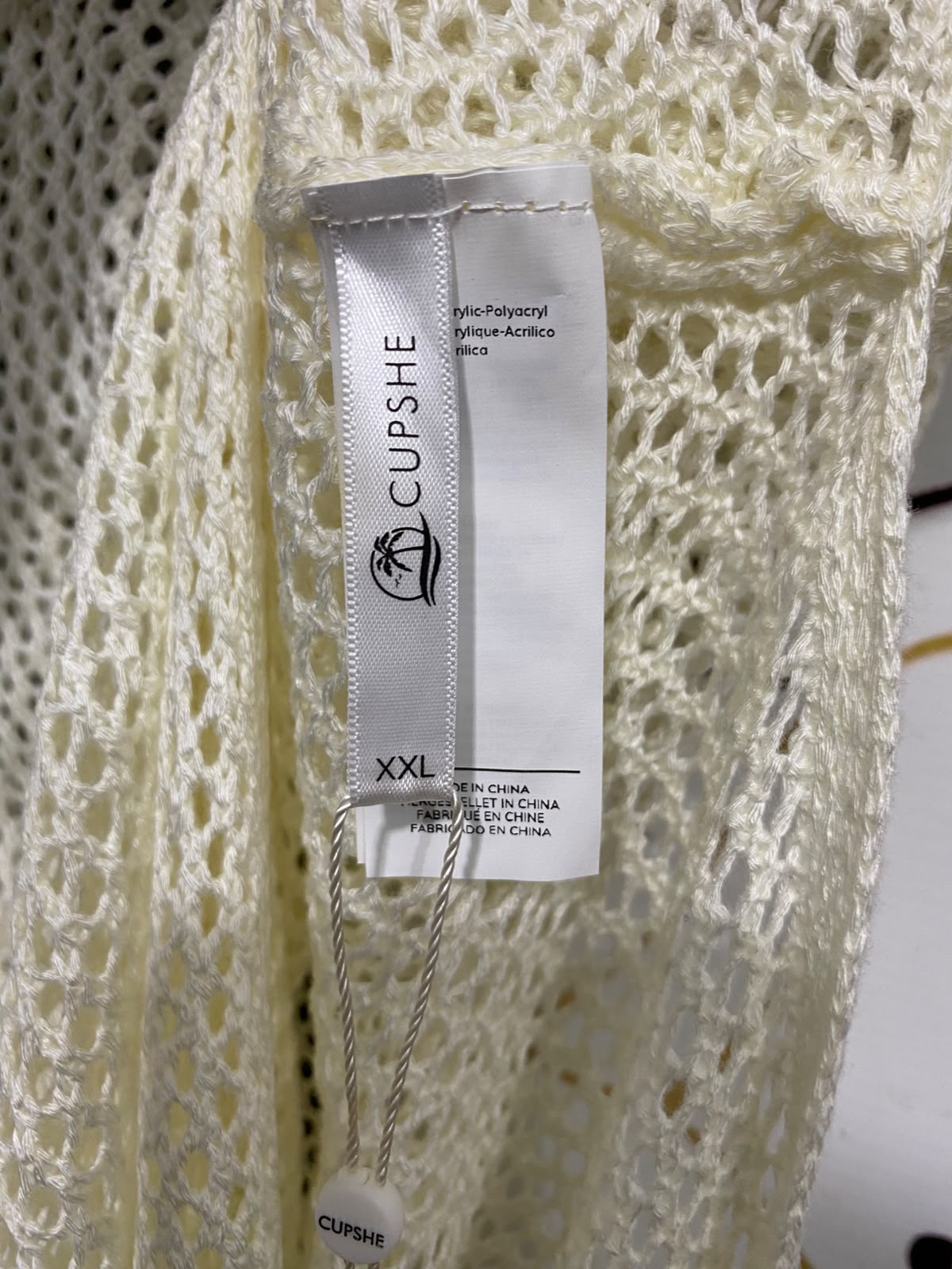 CUPSHE |XL| BUST 16| A36| BEIGE OPEN-MESH V-NECK SLEEVELESS KNIT MIDI DRESS