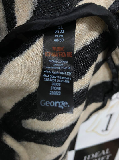 GEORGE |XL| BUST 25| A36| BEIGE & BLACK ZEBRA PRINT FLUFFY SHACKET OVERSIZED BUTTON-UP COAT