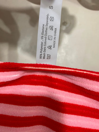 |S| A36| RED & PINK STRIPED HIGH-WAISTED TWO-PIECE SWIMSUIT