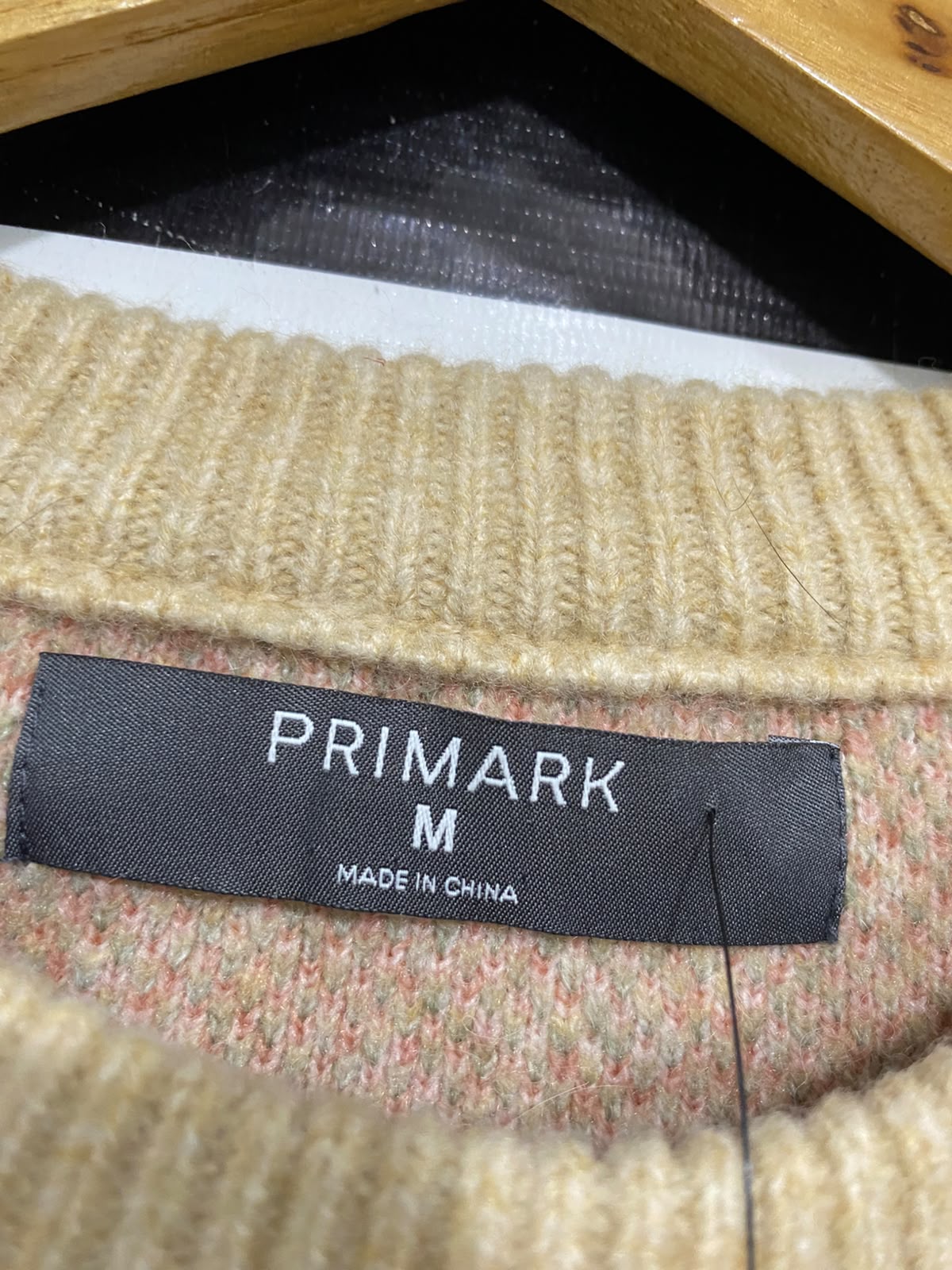 PRIMARK |M| BUST 23| A35| BEIGE CHERRY BLOSSOM INTARSIA KNIT CREW-NECK SWEATER