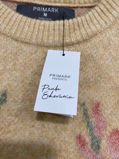 PRIMARK |M| BUST 23| A35| BEIGE CHERRY BLOSSOM INTARSIA KNIT CREW-NECK SWEATER
