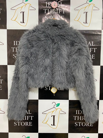 SHEIN |M| BUST 21| A35| CHARCOAL GREY SHAGGY FAUX-FUR CROPPED BOLERO JACKET