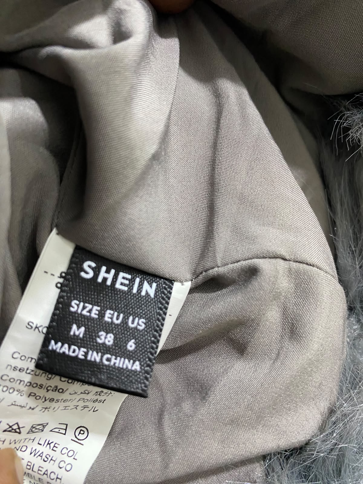 SHEIN |M| BUST 21| A35| CHARCOAL GREY SHAGGY FAUX-FUR CROPPED BOLERO JACKET