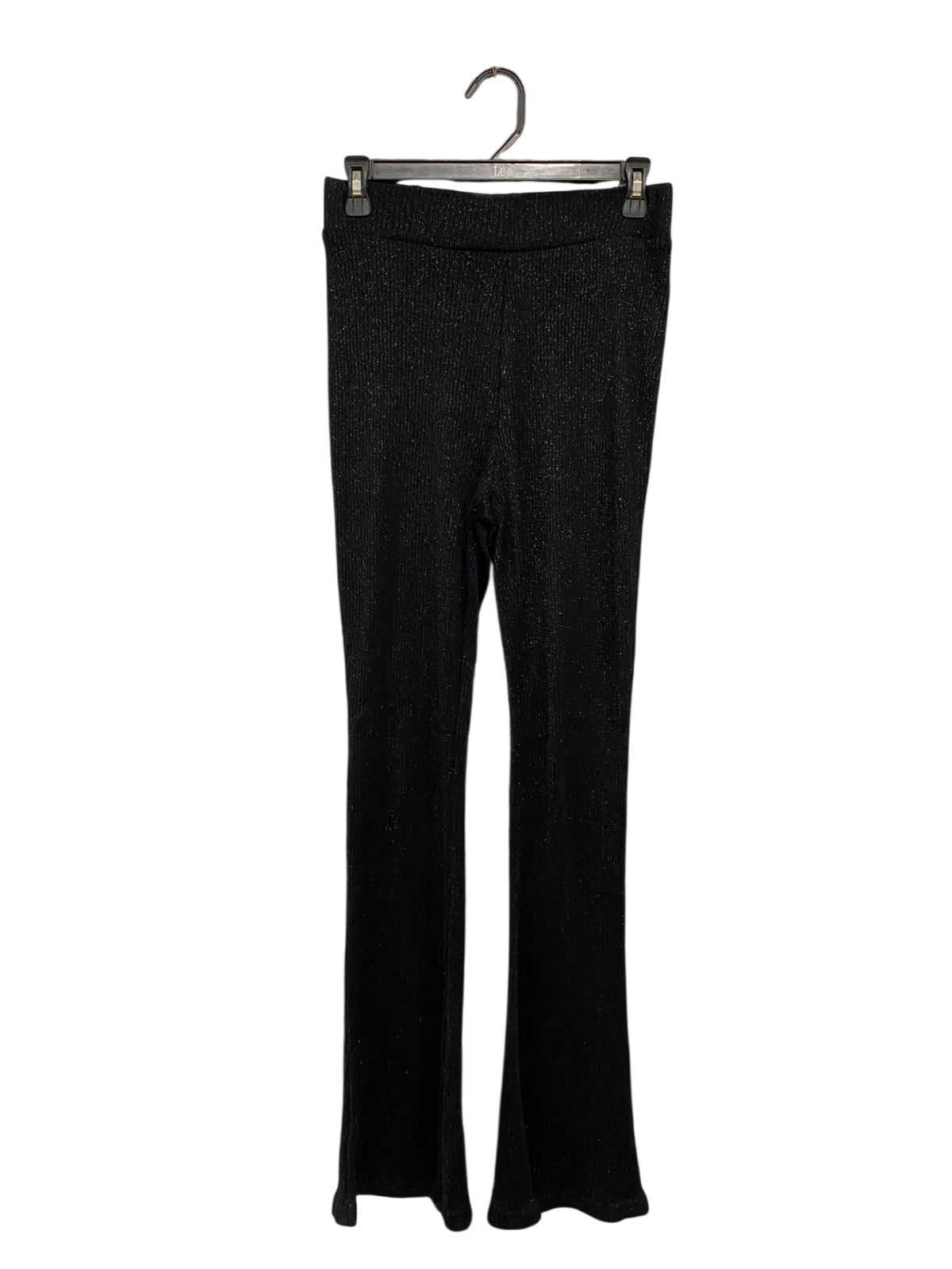 PIECES |S| WAIST 26| A37| BLACK GLITTER RIBBED KNIT FLARED LOUNGE PANTS