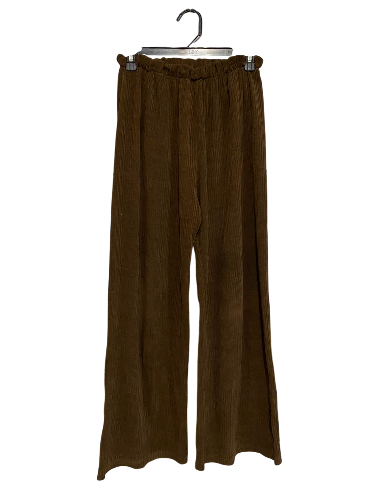 |S| WAIST 26| A37| DARK BROWN PLEATED VELOUR WIDE-LEG LOUNGE PANTS