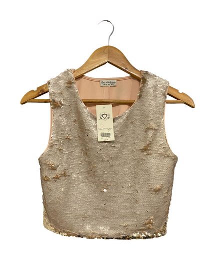 MISS SELFIDGE |S| BUST 15| A37| CHAMPAGNE & SILVER SEQUIN EMBELLISHED CROP TOP