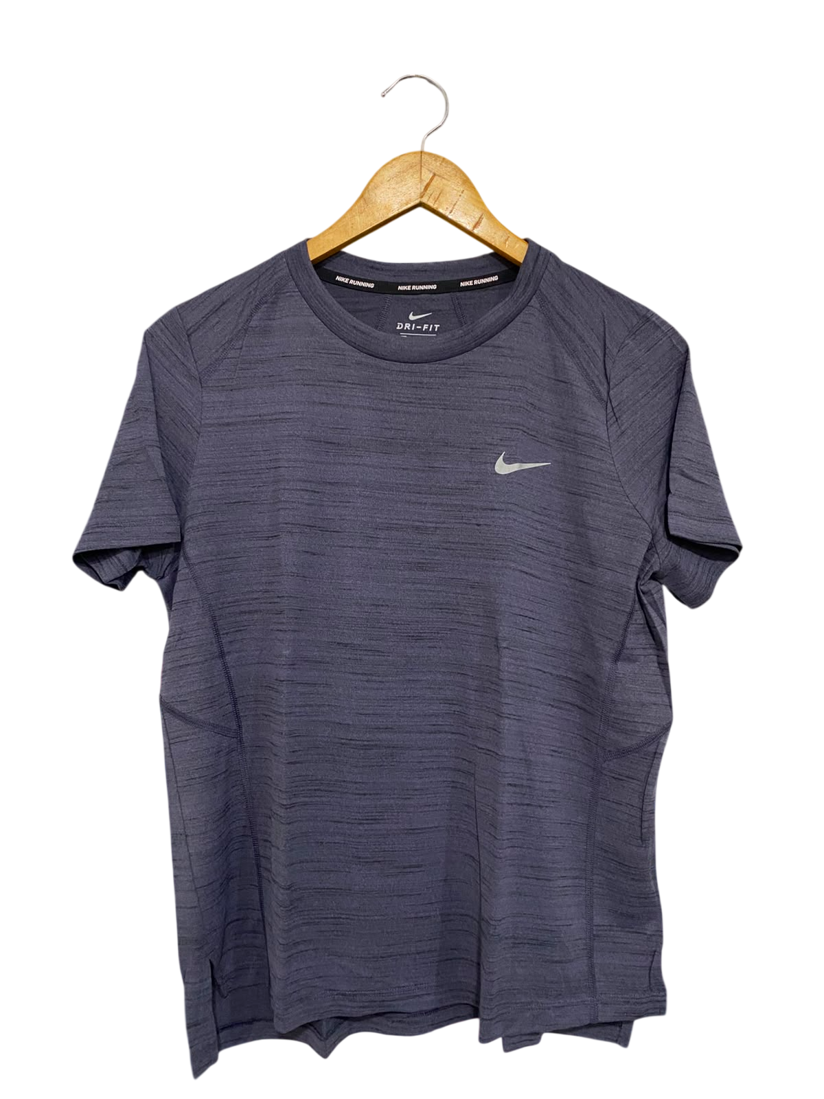 NIKE |L| BUST 19| A37| DRI-FIT GREY HEATHERED ATHLETIC RUNNING T-SHIRT