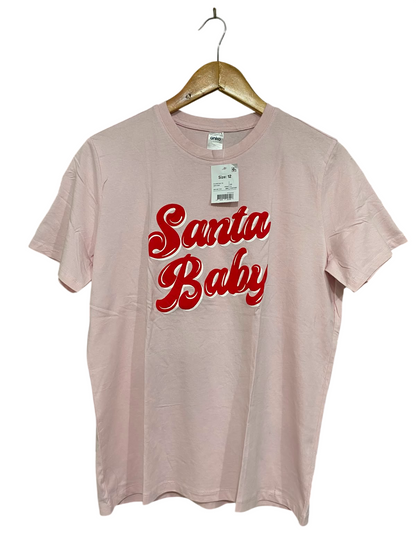ANKO |M| BUST 19| A37| PINK "SANTA BABY" HOLIDAY GRAPHIC T-SHIRT