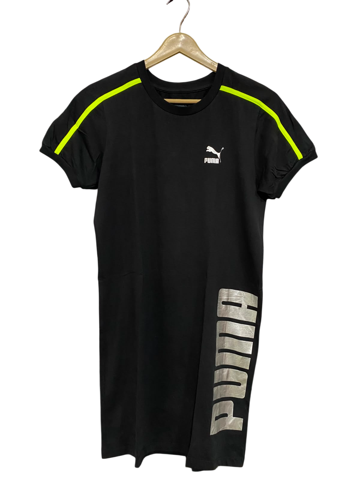 PUMA |XS| BUST 18| A37| BLACK & LIME GREEN ATHLETIC T-SHIRT DRESS