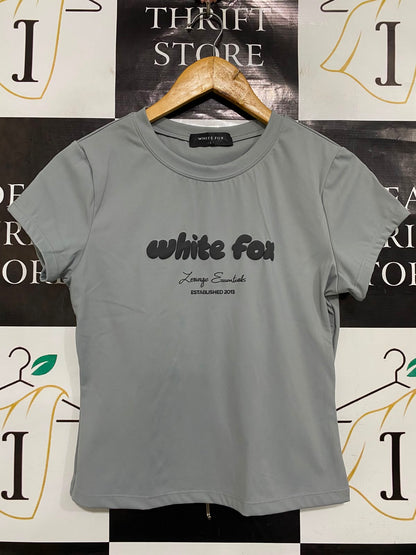 WHITE FOX |L| BUST 16| A37| GREY LOUNGE ESSENTIALS FITTED T-SHIRT