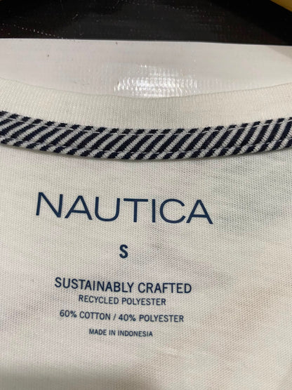 NAUTICA |S| BUST 17| A37| WHITE RHINESTONE LOGO FITTED T-SHIRT