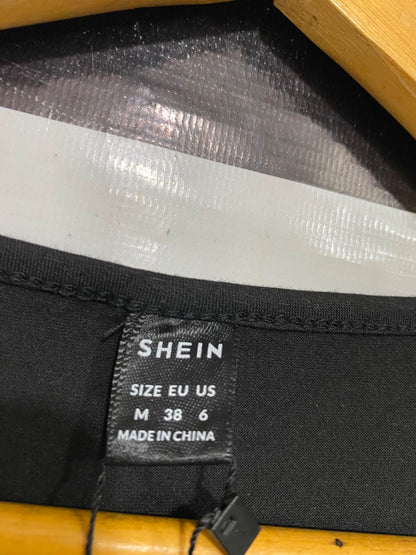 SHEIN |M| BUST 14| A37| BLACK BASICS SCOOP NECK CROP TOP