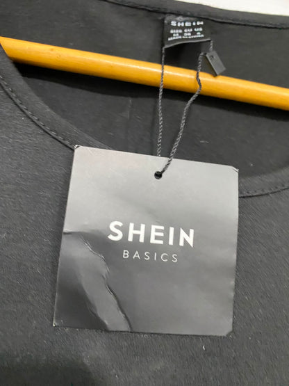 SHEIN |M| BUST 14| A37| BLACK BASICS SCOOP NECK CROP TOP