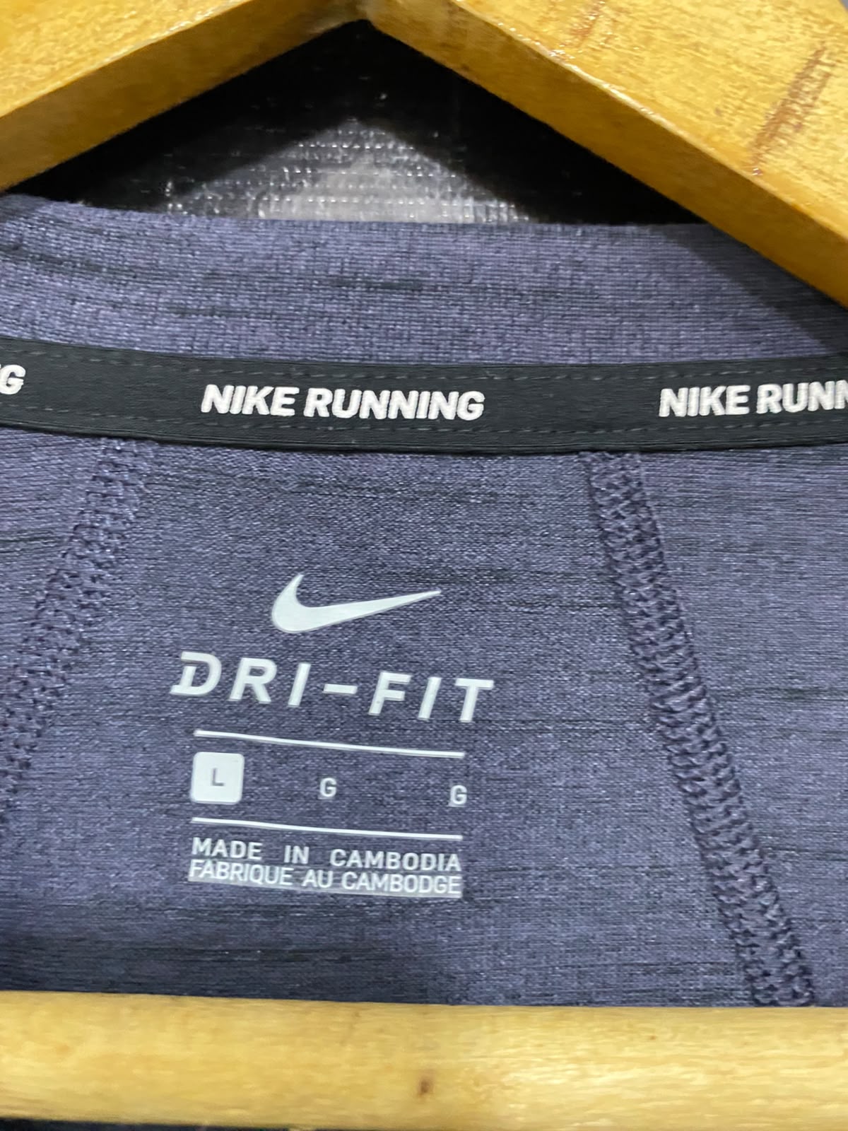 NIKE |L| BUST 19| A37| DRI-FIT GREY HEATHERED ATHLETIC RUNNING T-SHIRT