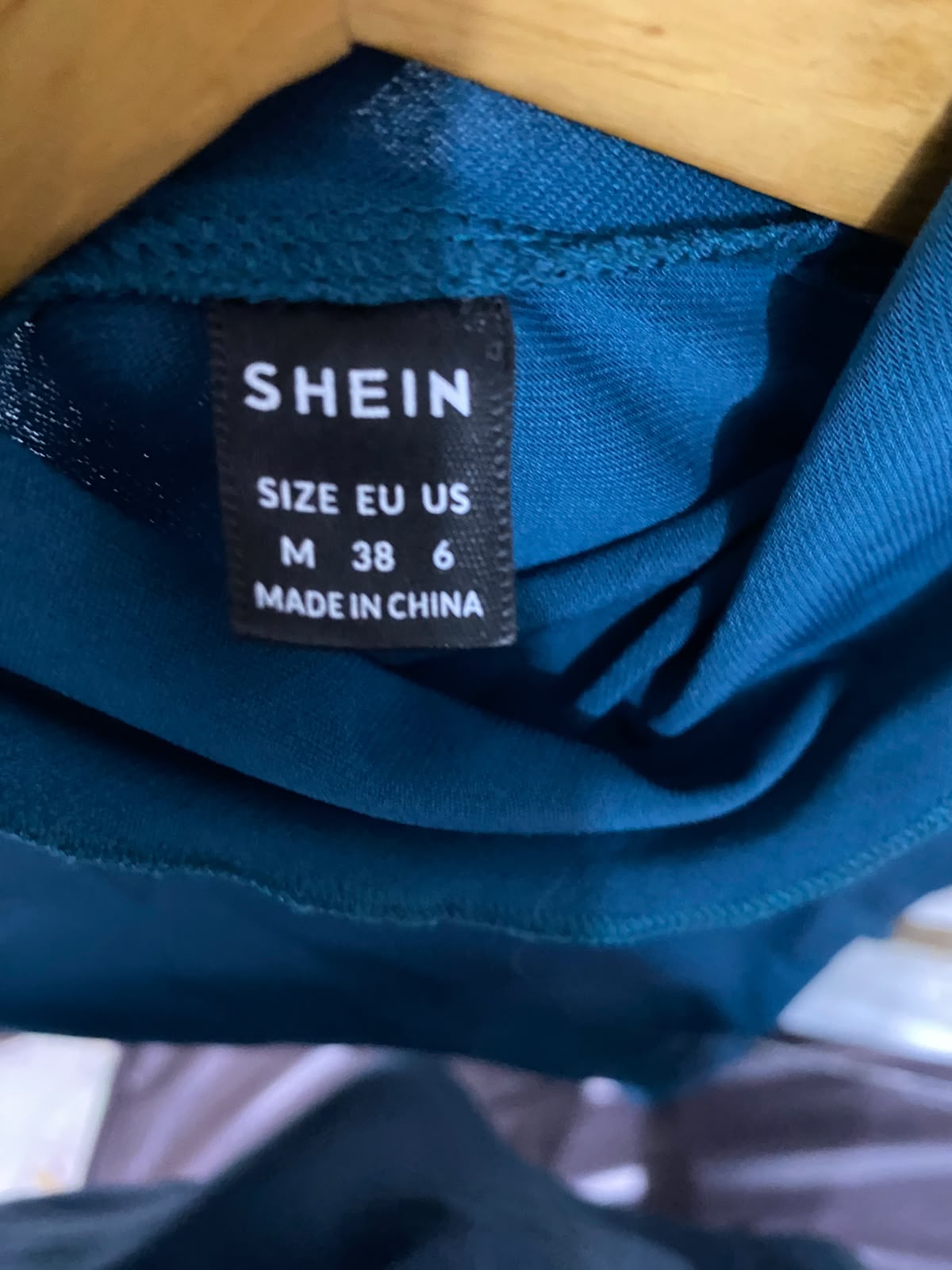 SHEIN |M| BUST 14| A37| TEAL MOCK NECK RUFFLED SLINKY MIDI DRESS