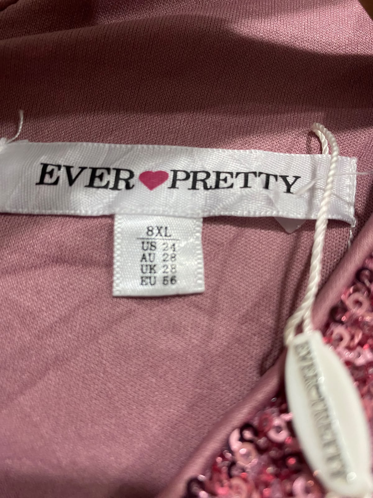 EVER PRETTY |XL| BUST 20| A37| MAUVE SEQUIN BODICE V-NECK EVENING GOWN