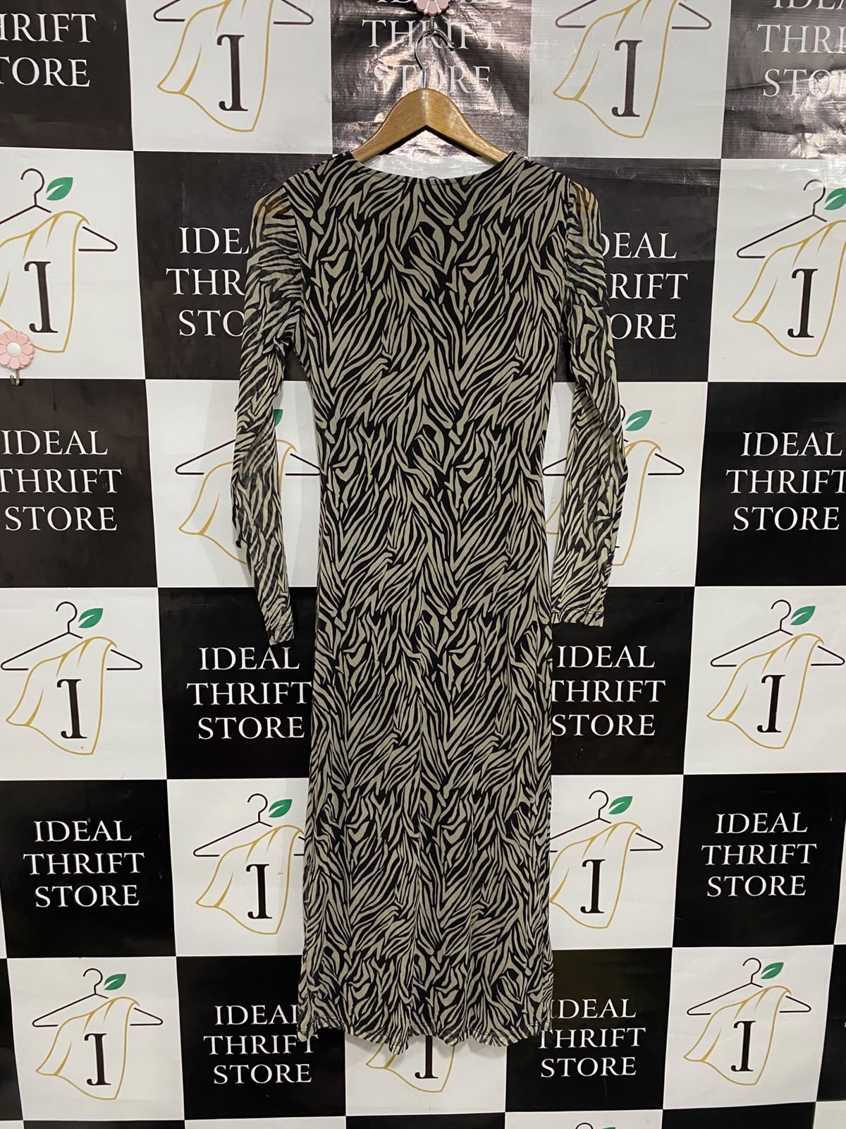 MNG |L| BUST 16| A37| ZEBRAS ANIMAL PRINT MESH MIDI DRESS
