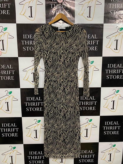 MNG |L| BUST 16| A37| ZEBRAS ANIMAL PRINT MESH MIDI DRESS