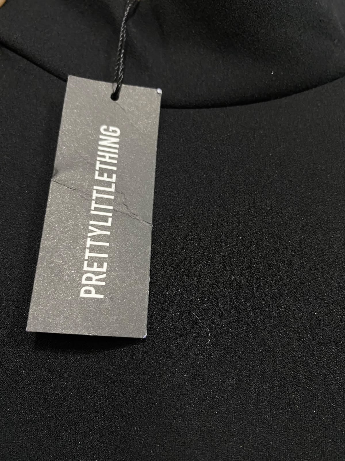 PRETTYLITTLE THING |S| BUST 13| A37| BLACK MOCK NECK RUCHED SLIT MIDI DRESS