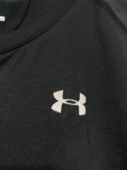 UNDER ARMOUR |XS| BUST 16| A37| CHARCOAL GREY BRAND-TAPED ATHLETIC T-SHIRT