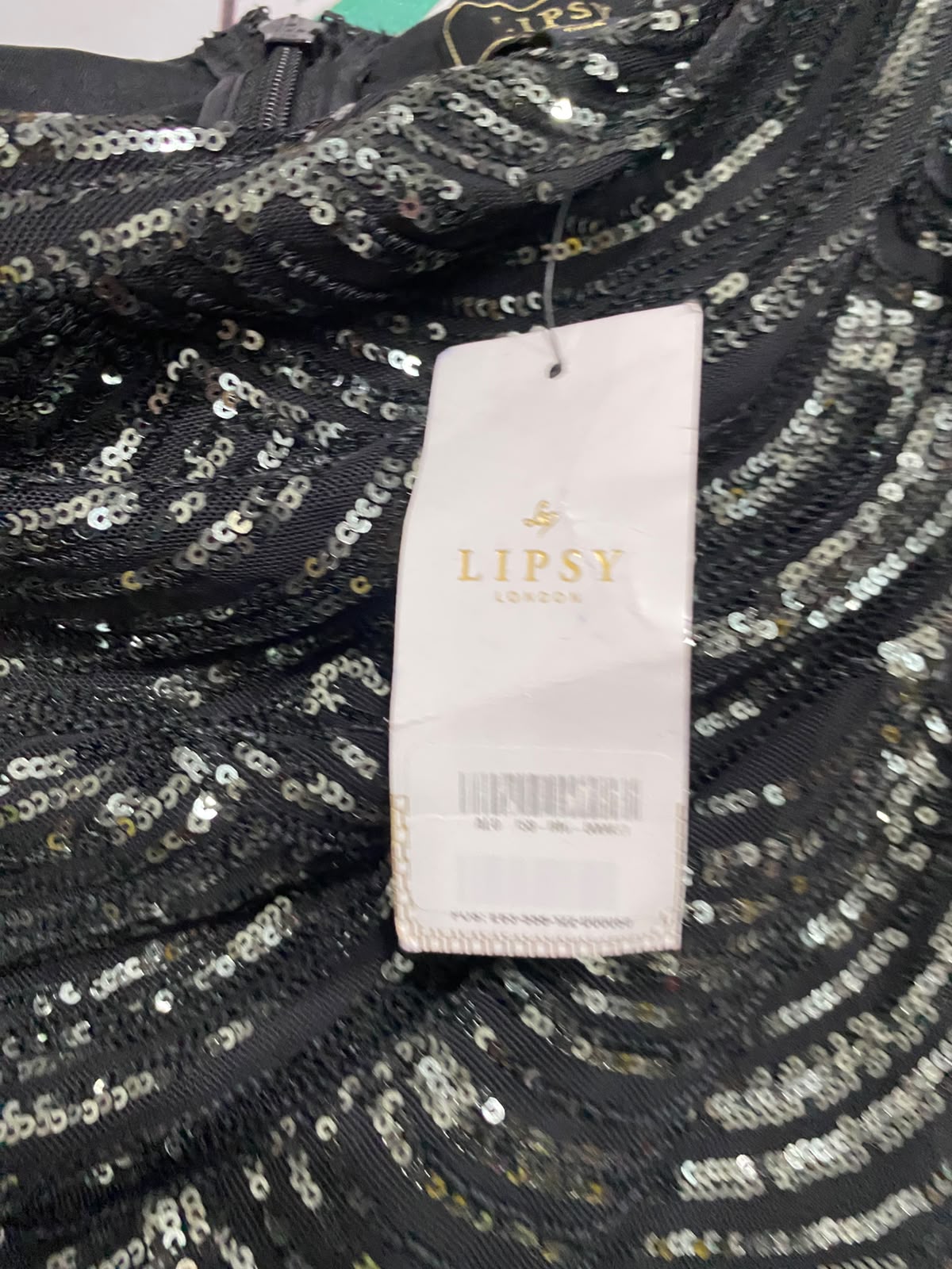 LIPSY |S| BUST 13| A37| BLACK & SILVER ART DECO SCALLOPED SEQUIN GOWN