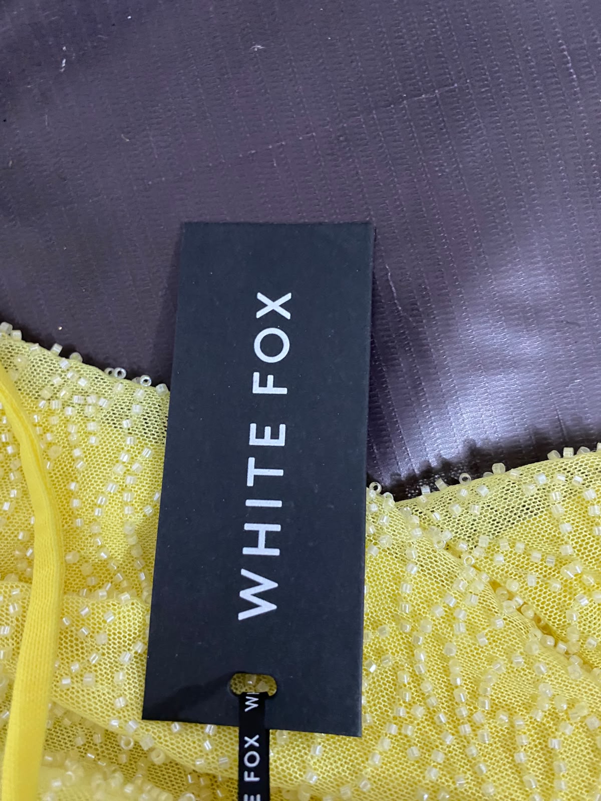 WHITE FOX |M| BUST 18| A37| BRIGHT YELLOW STRAIT-LINE BEADED BANDEAU MIDI DRESS