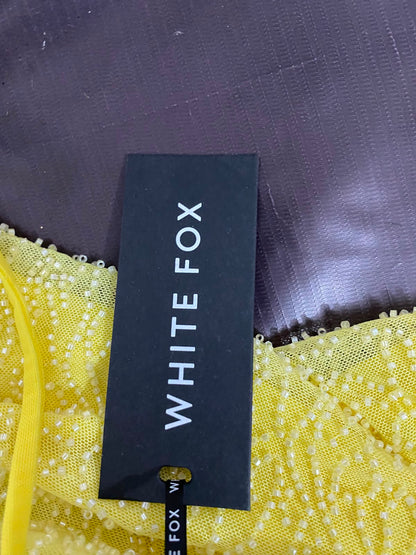 WHITE FOX |M| BUST 18| A37| BRIGHT YELLOW STRAIT-LINE BEADED BANDEAU MIDI DRESS