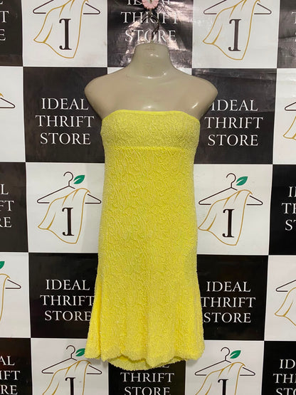 WHITE FOX |M| BUST 18| A37| BRIGHT YELLOW STRAIT-LINE BEADED BANDEAU MIDI DRESS