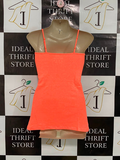 PRIMARK |S| BUST 15| A37| BRIGHT CORAL SPAGHETTI STRAP BASIC TANK TOP