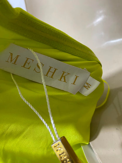 MESHKI |M| BUST 14| A37| NEON YELLOW SATIN STRAPLESS BANDEAU CROP TOP
