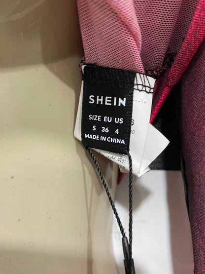 SHEIN |S| BUST 15| A37| PINK & BLACK OMBRE MESH LONG SLEEVE CROP TOP