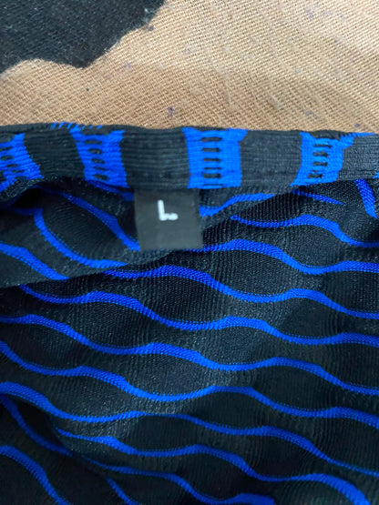 |L| A37| ROYAL BLUE & BLACK BUBBLE TEXTURE CROP TOP AND SHORTS LOUNGE SET