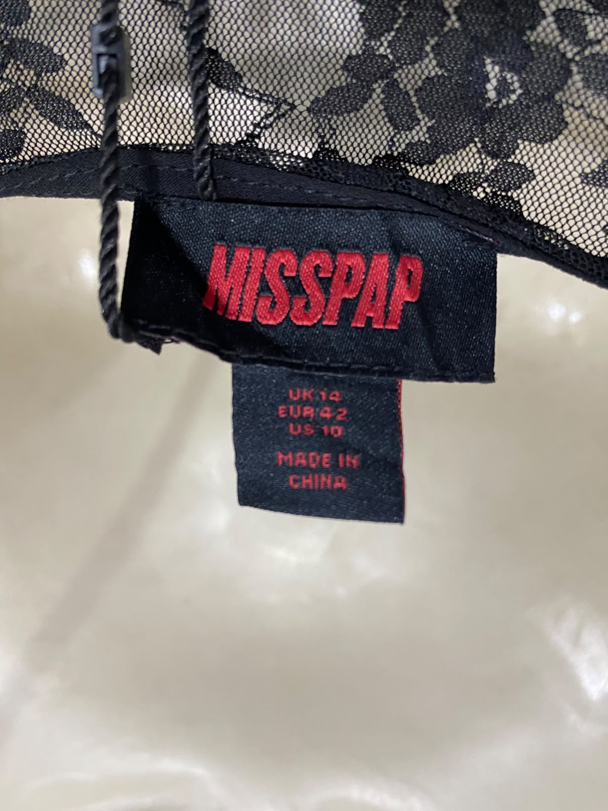 MISSPAP |M| BUST 17| A37| BLACK FLORAL LACE RUFFLE TRIM SPAGHETTI STRAP MAXI DRESS