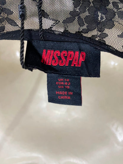 MISSPAP |M| BUST 17| A37| BLACK FLORAL LACE RUFFLE TRIM SPAGHETTI STRAP MAXI DRESS