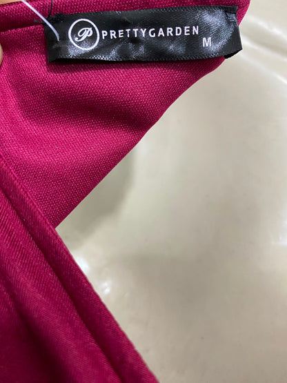 PRETTY GARDEN |M| BUST 16| A37| MAGENTA PINK ONE-SHOULDER RUCHED BODYCON MIDI DRESS
