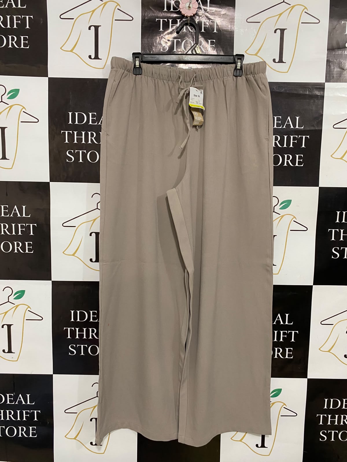 ANKO |XL| WAIST 32| A37| TAUPE WIDE-LEG DRAWSTRING CASUAL LOUNGE PANTS