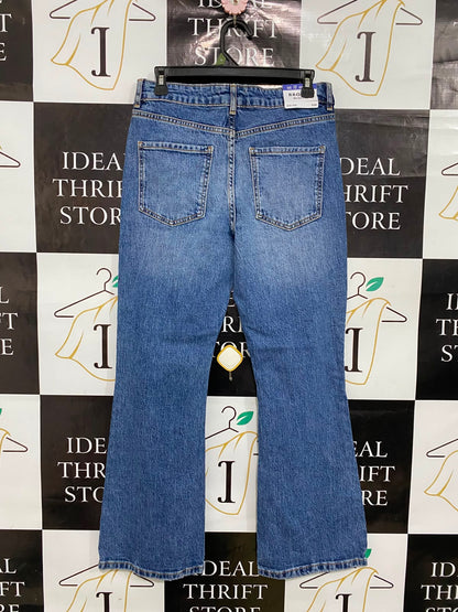 NEW LOOK |L| WAIST 30| A37| "BROOKE" MEDIUM BLUE MID-RISE FLARE DENIM JEANS