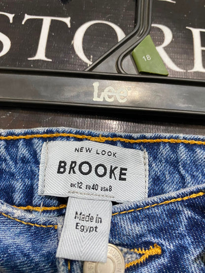 NEW LOOK |L| WAIST 30| A37| "BROOKE" MEDIUM BLUE MID-RISE FLARE DENIM JEANS
