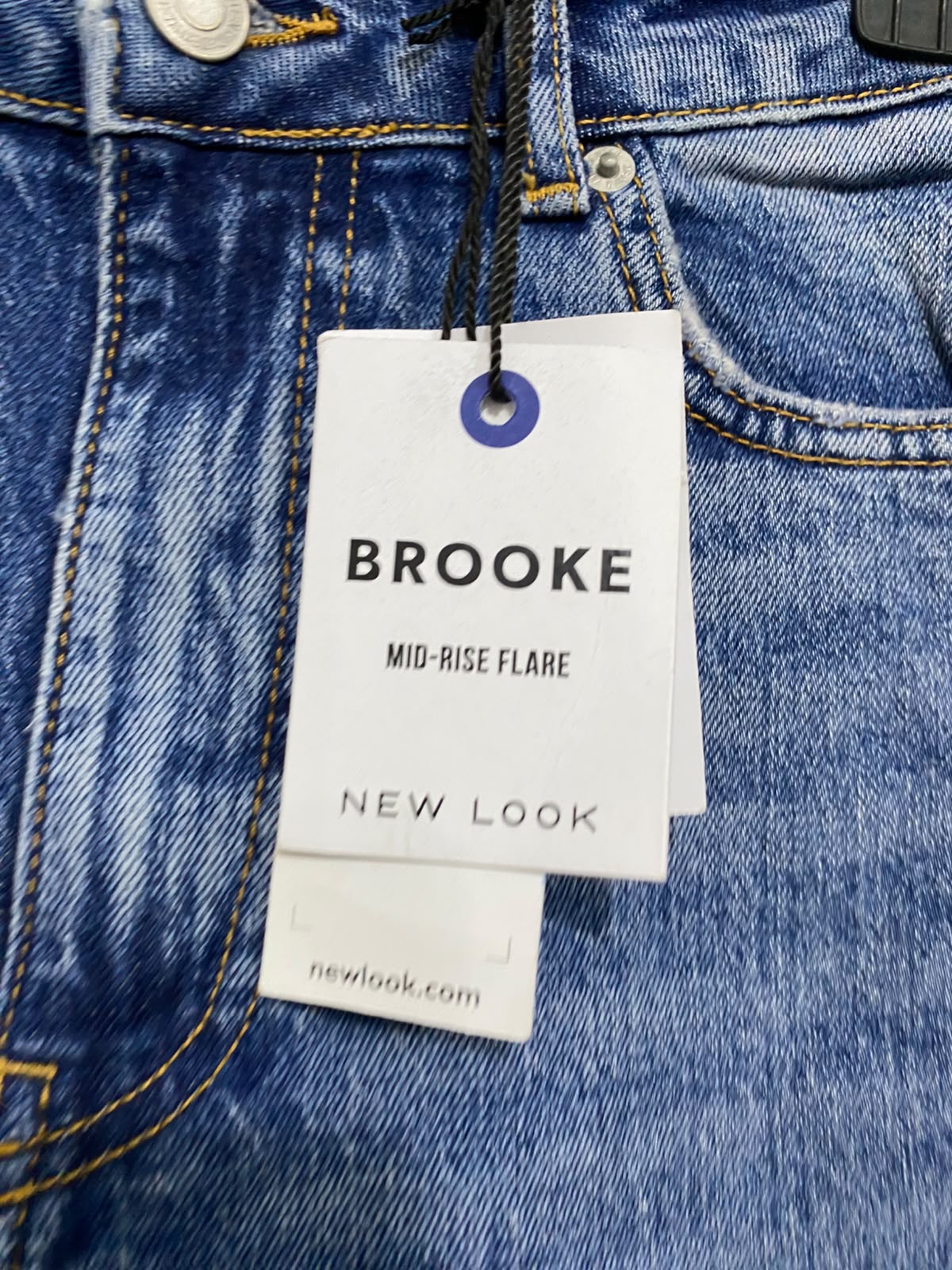 NEW LOOK |L| WAIST 30| A37| "BROOKE" MEDIUM BLUE MID-RISE FLARE DENIM JEANS