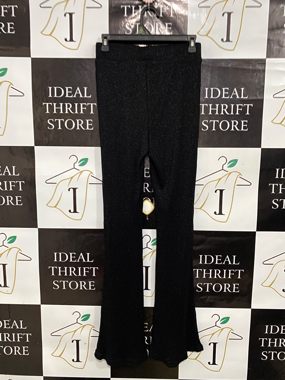 PIECES |S| WAIST 26| A37| BLACK GLITTER RIBBED KNIT FLARED LOUNGE PANTS