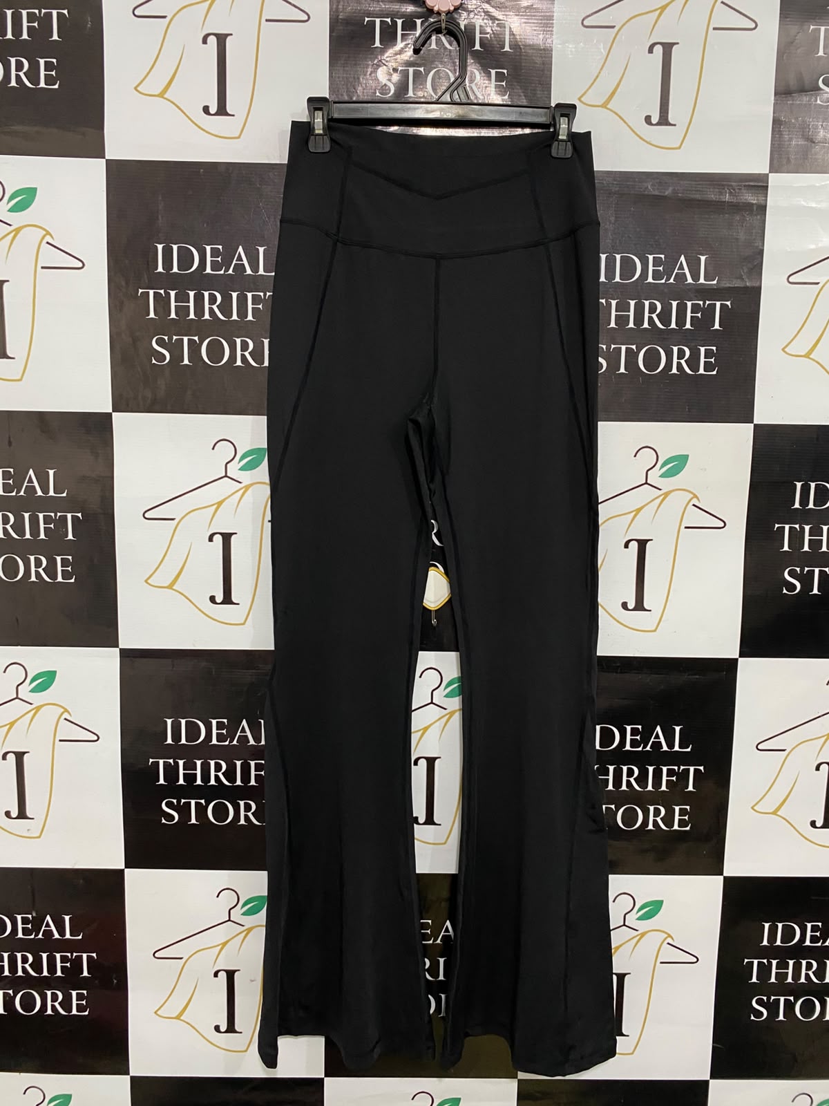 SHEIN |M| WAIST 28| A36| BLACK HIGH-WAIST SEAMED FLARED ATHLEISURE PANTS