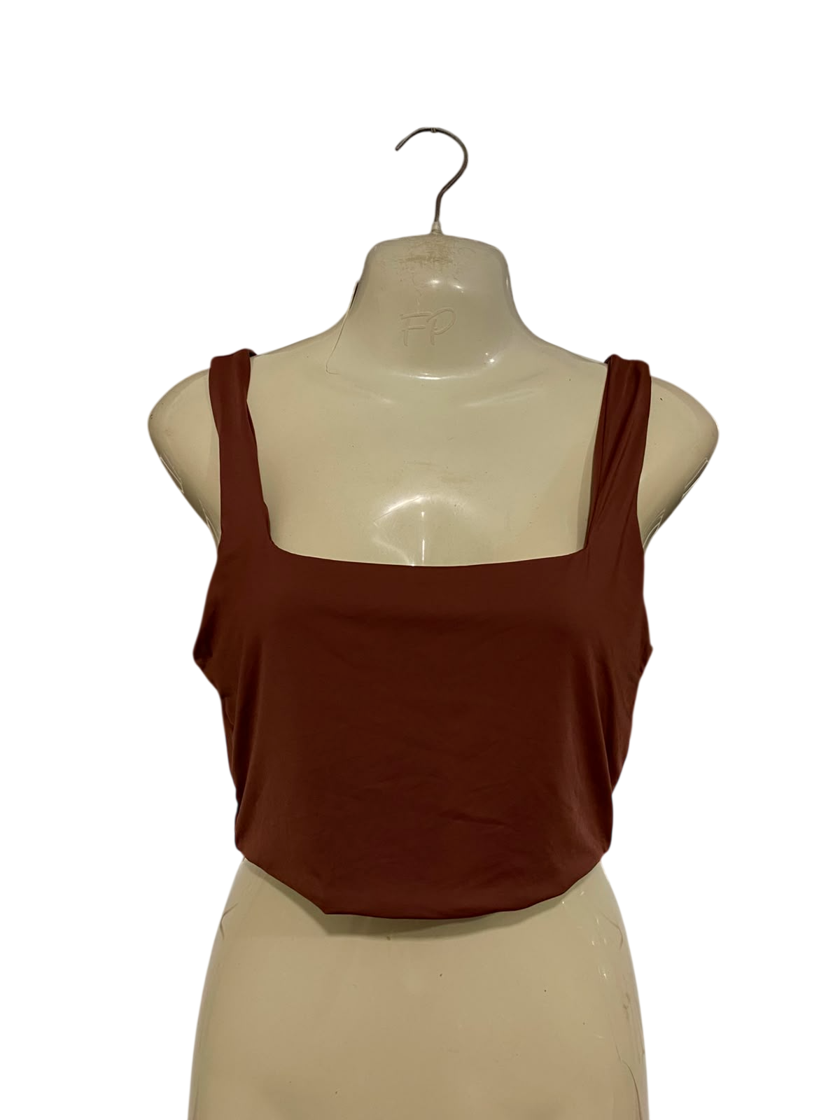 SHEIN BAE |M| BUST 16| A37| RUST BROWN SQUARE-NECK SLEEVELESS CROP TOP