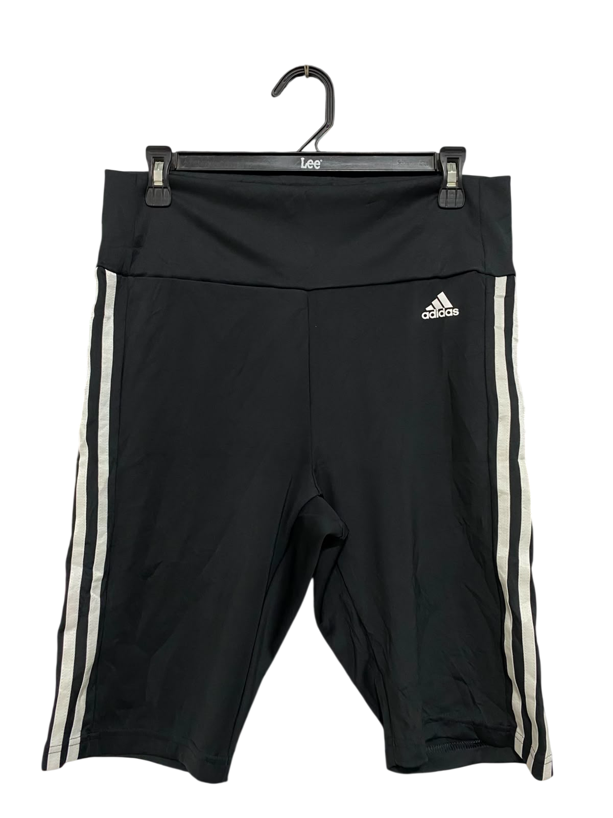 ADIDAS |L| WAIST 30| A37| BLACK & WHITE 3-STRIPE ATHLETIC BIKER SHORTS